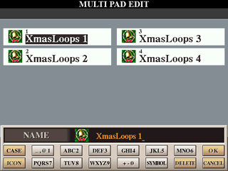 MULTIPAD EDIT screen renaming one of the 4 pad names