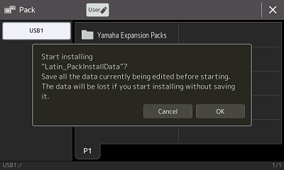 Confirmation to start installing pack.
