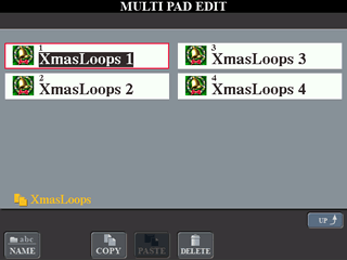 MULTIPAD EDIT screen for the four parts of the XmasLoops pad