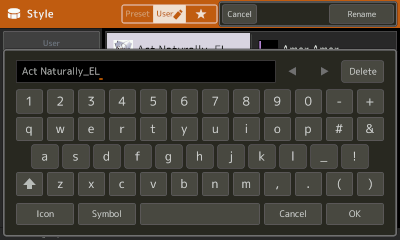 Typewriter Keyboard to rename Act Naturally style with Icon key available.